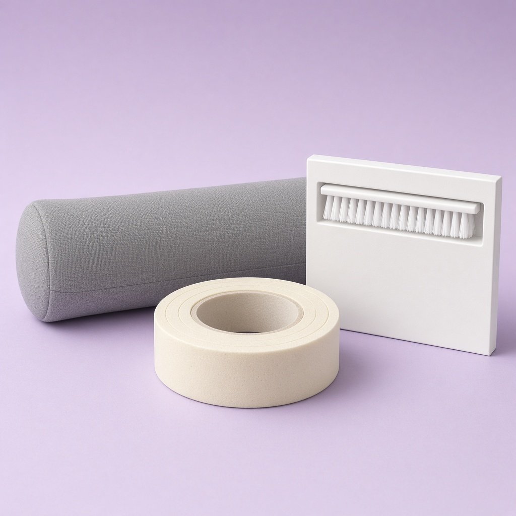 Door draught excluder, window tape and letterbox brush grouped together