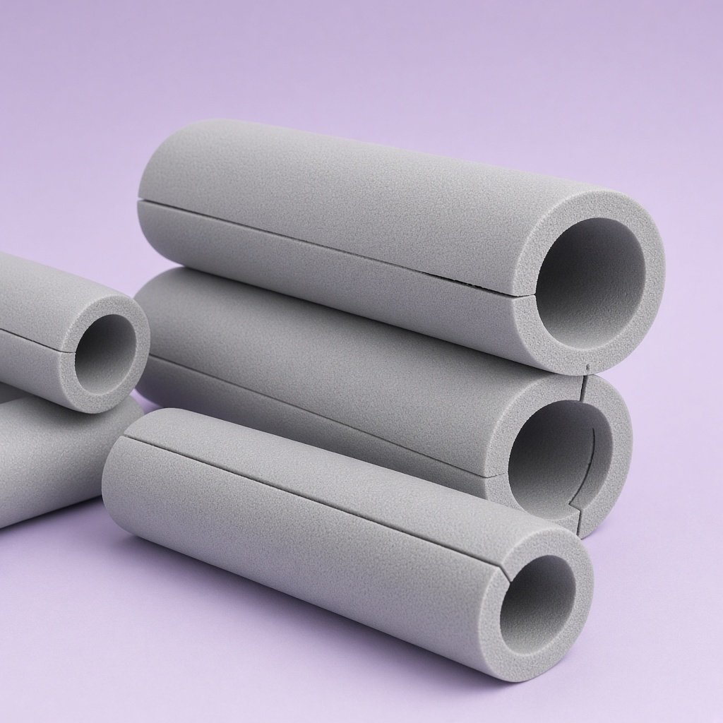 Grey foam pipe insulation tubes