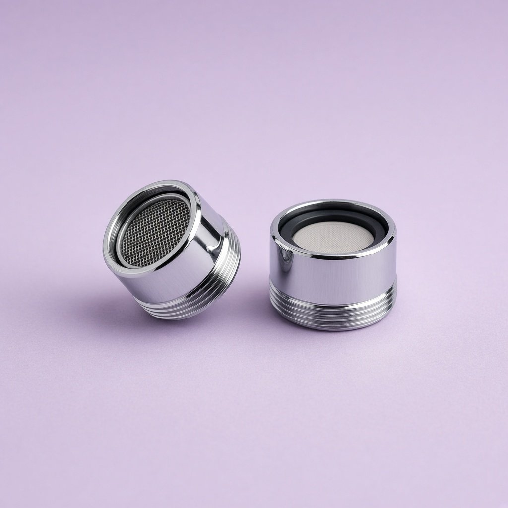 Two chrome tap aerators