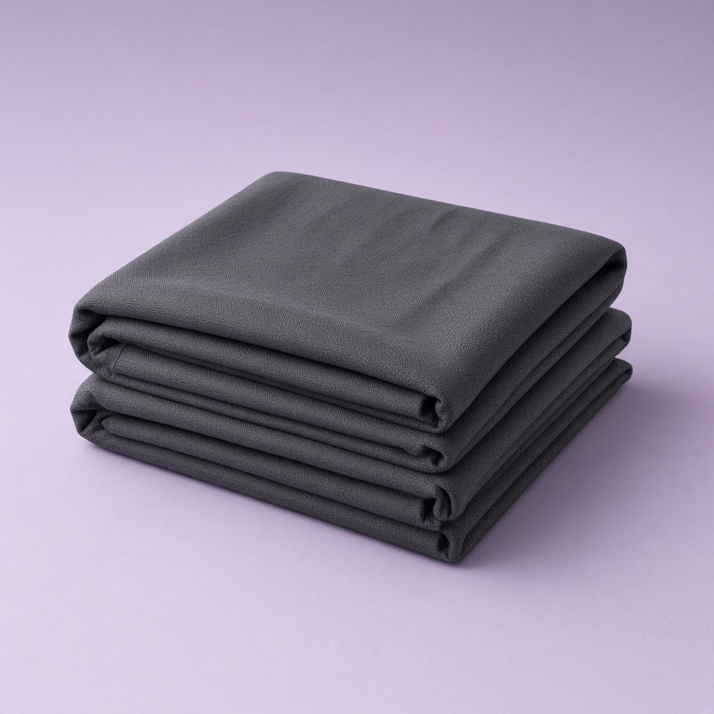 Folded charcoal thermal curtain