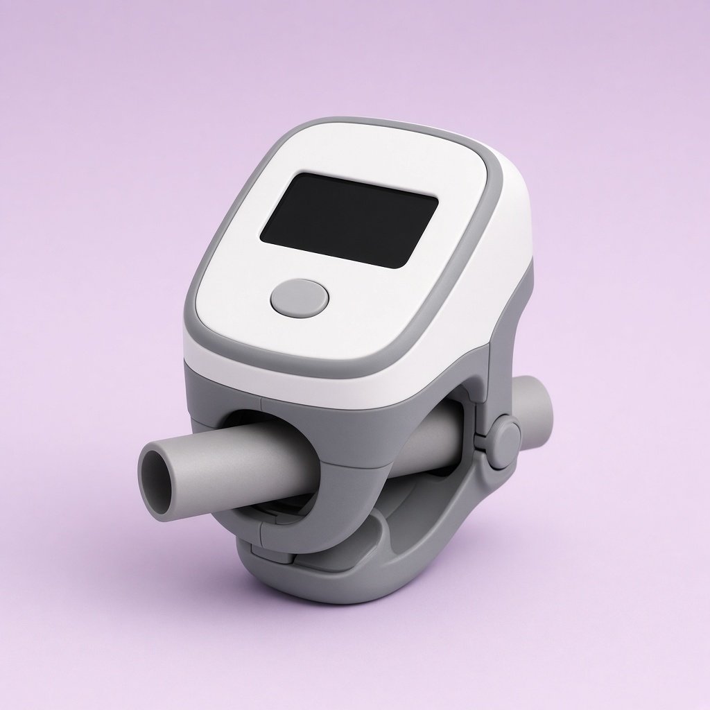 Clamp-on water flow monitor on a pale background
